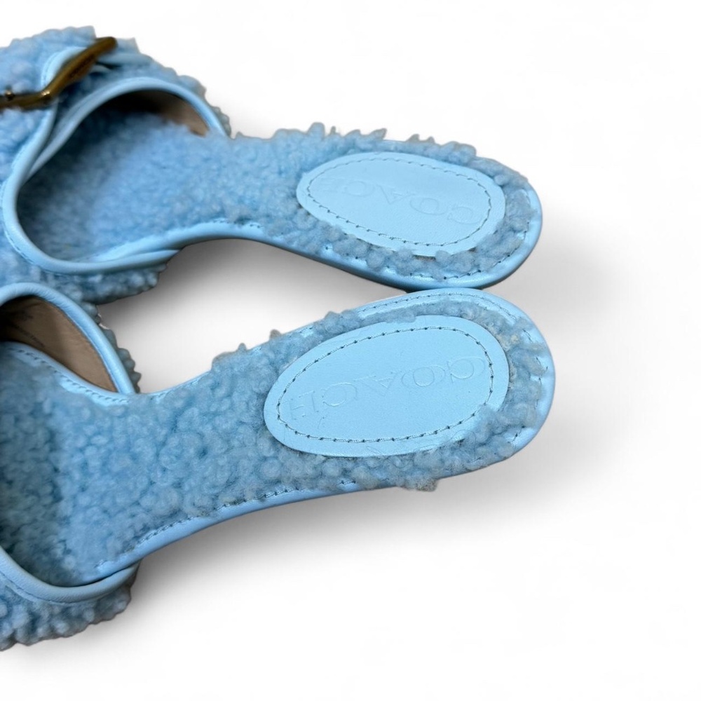 RARE Coach Baby Blue Shearling Sherpa Kitten Heels 6.5 - Picture 3 of 6